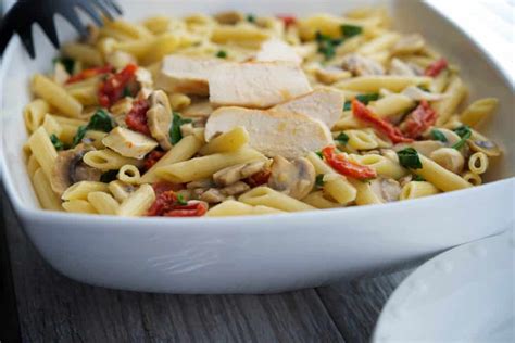 Penne With Grilled Chicken And Vegetables In A Lemon Butter White Wine