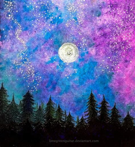 Silver Moon Starry Night By Limegreenguitar On Deviantart