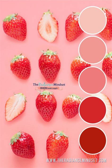 The Color Palette Is Red And Pink With Strawberries On It Including Strawberrys