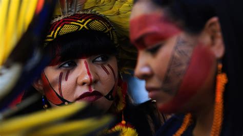 Indigenous Women Protest Land Protections In Brasilia Brazil