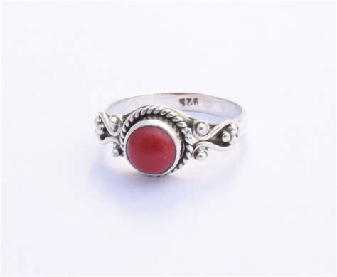 Coral Stone Ring Rings For Women 925 Sterling Silver Ring Etsy
