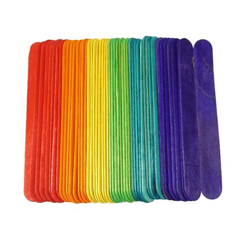 Wooden Craft Popsicle Sticks Assorted Color 6 Inch 50 Piece