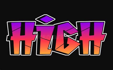 High Word Trippy Psychedelic Graffiti Style Lettersvector Hand Drawn