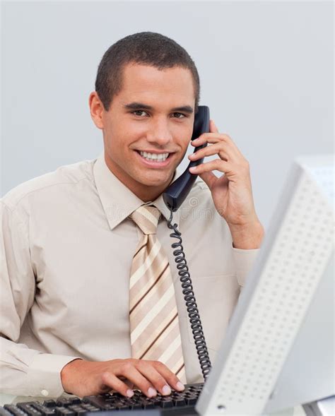 Young Businessman Talking On Phone Stock Photo Image Of Happy