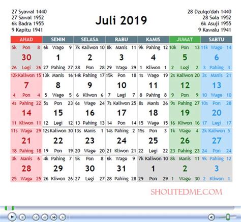 Kalender 2021 Juli Lengkap Jawa Shopee Art
