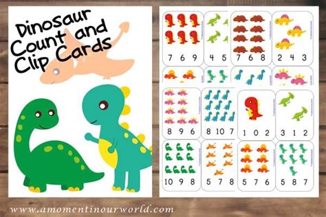Dinosaur Count And Clip Cards Clip Cards Cards Creative Learning