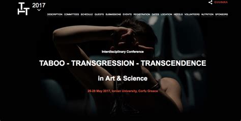 Interdisciplinary Conference Taboo Transgression Transcendence In Art Science