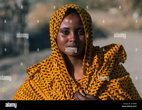 Portrait Of An Afar Tribe Woman Afar Region Afambo Ethiopia Stock