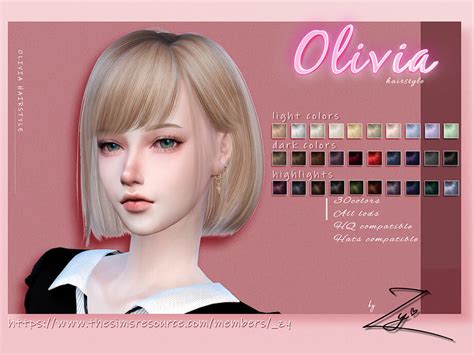 Sims 4 Olivia Hairstyle By Zy At Tsr The Sims Game