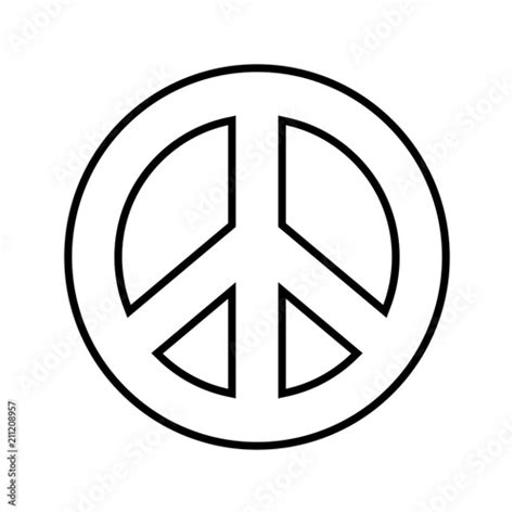 Peace Symbol Outline Black And White Vector Graphic On Separated