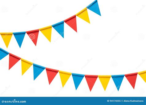 Colorful Bunting Party Flags Isolated On White Background Stock Image