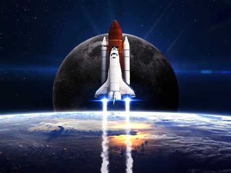 Desktop Wallpaper Space Shuttle Moon Earth Space Hd