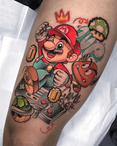 70 Tatuagens Do Super Mario Bros Criativas Mario Tattoo Super Mario