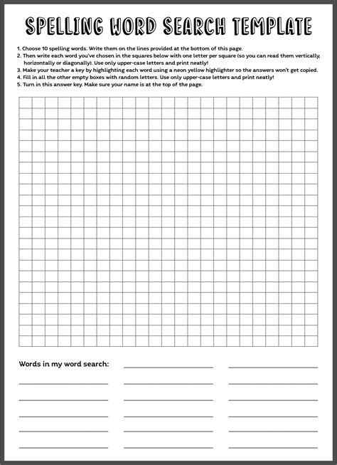Blank Word Search Worksheets Word Search Template Blank Puzzle
