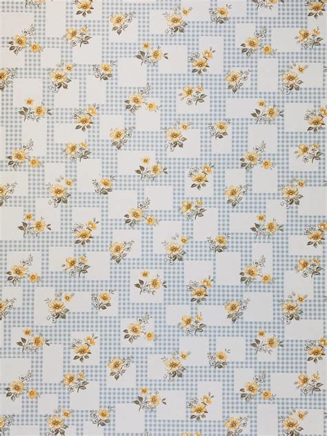 Vintage Wallpapers Online Shop 1950s Flower Wallpaper With Checkes