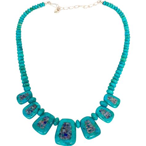 turquoise and opal mosaic necklace turquoise necklace native american jewellery