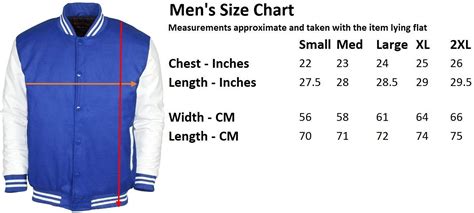 Letterman Jacket Size Chart Ubicaciondepersonascdmxgobmx