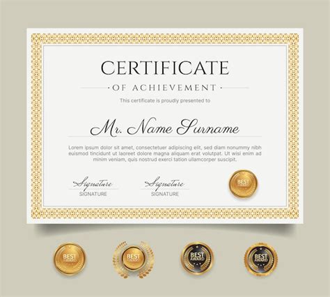 Premium Vector Certificate Of Achievement With Golden Border Template