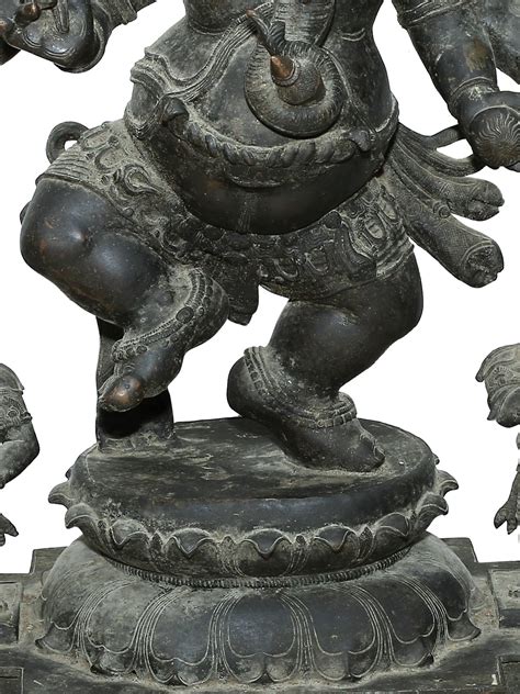 39 Large Eight Hands Dancing Ganesha Panchaloha Bronze Statue