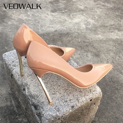 veowalk women shoes high heels women pumps stiletto 10cm heels sexy woman high heels patent