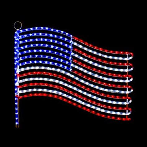 Led Usa Flag Rope Light Motif Silhouette Window Display