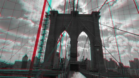 Brooklyn Bridge Black And White 3d Anaglyph Video Red Blue Glasses