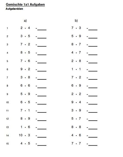 Multiplikation das vielfache von 10 und 100 arbeitsblatt : Einmaleins Üben Arbeitsblätter 1x1 Reihen ausdrucken ...