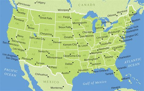 Usa Map States And Major Cities Map Of World