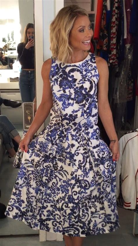Kelly Ripa In A Blue And White Floral Milly Top And Skirt Kellys
