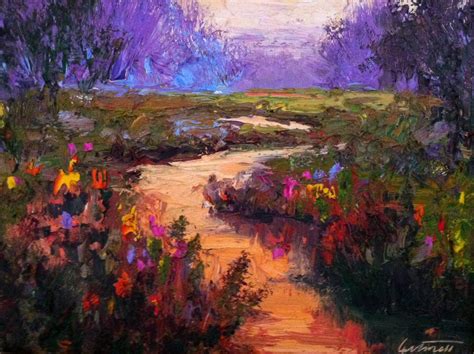 Purple Sky Landscape Oil Painting