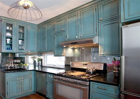 Great Color Turquoise Kitchen Cabinets Distressed Kitchen Cabinets
