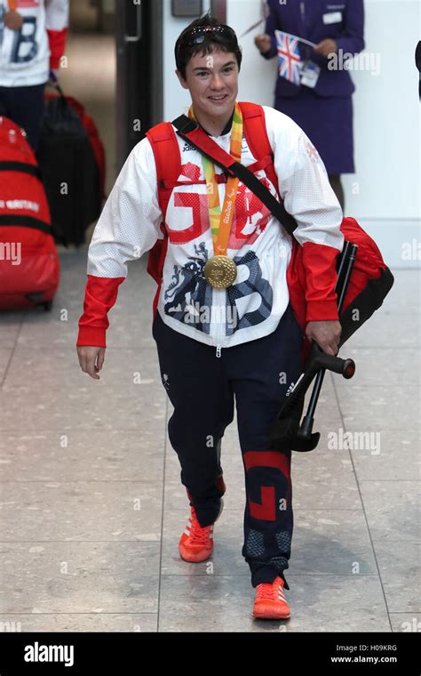 great britain s megan giglia arrives back at heathrow airport london press association photo