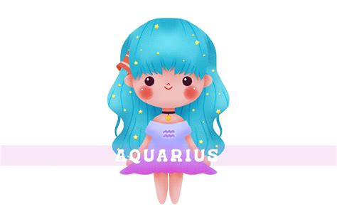 Aquarius Zodiac Chibi Girl Graphic By Mylittledoodles · Creative Fabrica