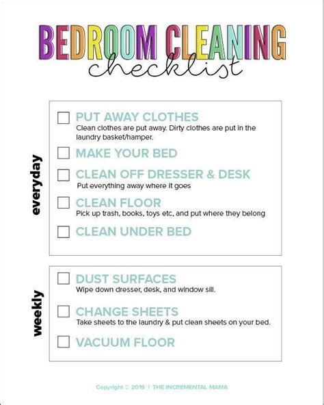 Download The Free Printable Bedroom Cleaning Checklist For Kids This