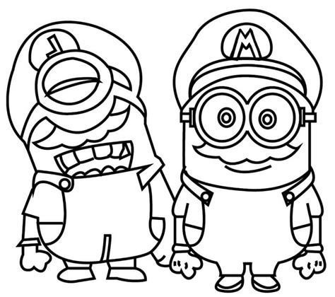Two Cartoon Minion Characters Standing Next To Each Other