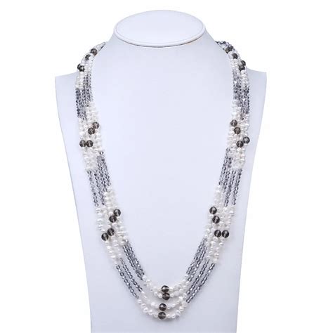 Fashion Multi Layer Real Cultured Freshwater Pearl Necklace White
