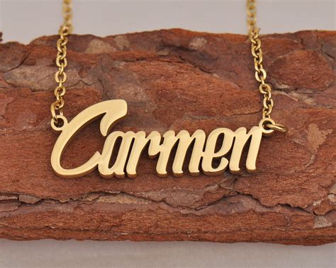 Carmen Name Necklace Personalized Minimalist Necklace With Etsy Uk