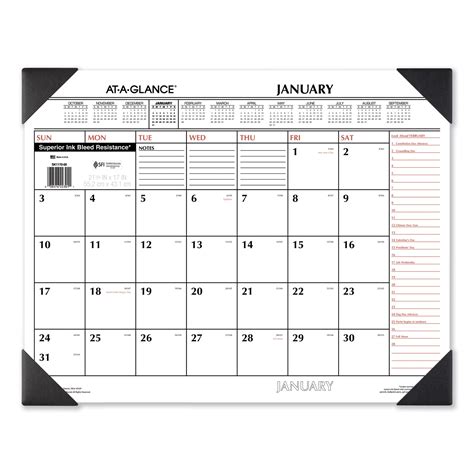 At A Glance Two Color Monthly Desk Pad Calendar 22 X 17