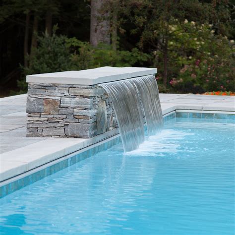 Double Cascading Waterfall Into Pool With Bench Underwater