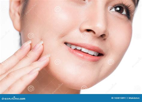 Facial Treatment Beautiful Asian Woman Portrait With Perfect Skin Stock Image Image Of