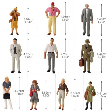 20pcs Different O Gauge People 143 Scale Painted Standing Figure P4307