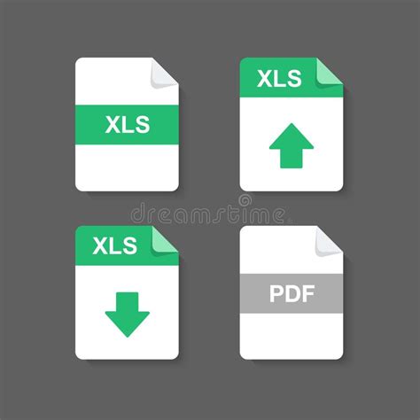 Flat Design With Xls Files Download Documenticonsymbol Set Vector
