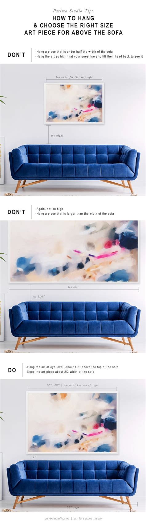 How To Hang And Choose The Right Size Art Piece For Above The Sofa