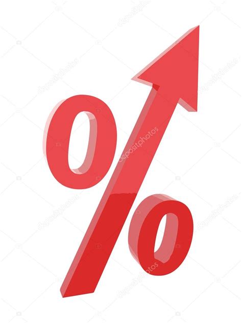 Red Percentage Symbol With An Arrow Up Vector Illustration Stock