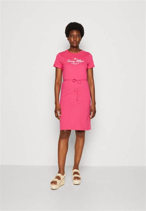 Tommy Hilfiger Regular Short Dress Jersey Dress Bright Cerise Pink Pink Zalando Ie
