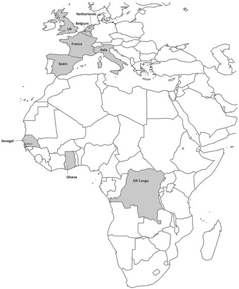 Map Of Africa And Europe Showing The Three African Mafe Countries And