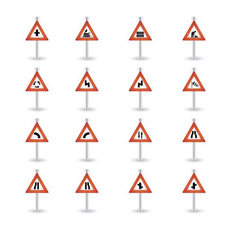 Triangular Warning Road Sign Collection Vector Free Download
