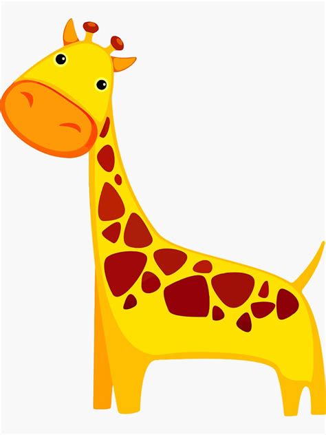 Funny Cartoon Yellow Cute Giraffe Character Doodle Animal Drawing