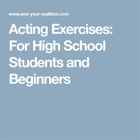 Acting Exercises For High School Students And Beginners Acting