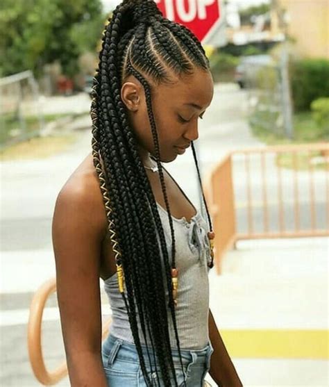 Black Hair Cornrow Braided Ponytail